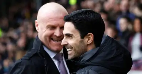 Everton manager Sean Dyche and Arsenal manager Mikel Arteta